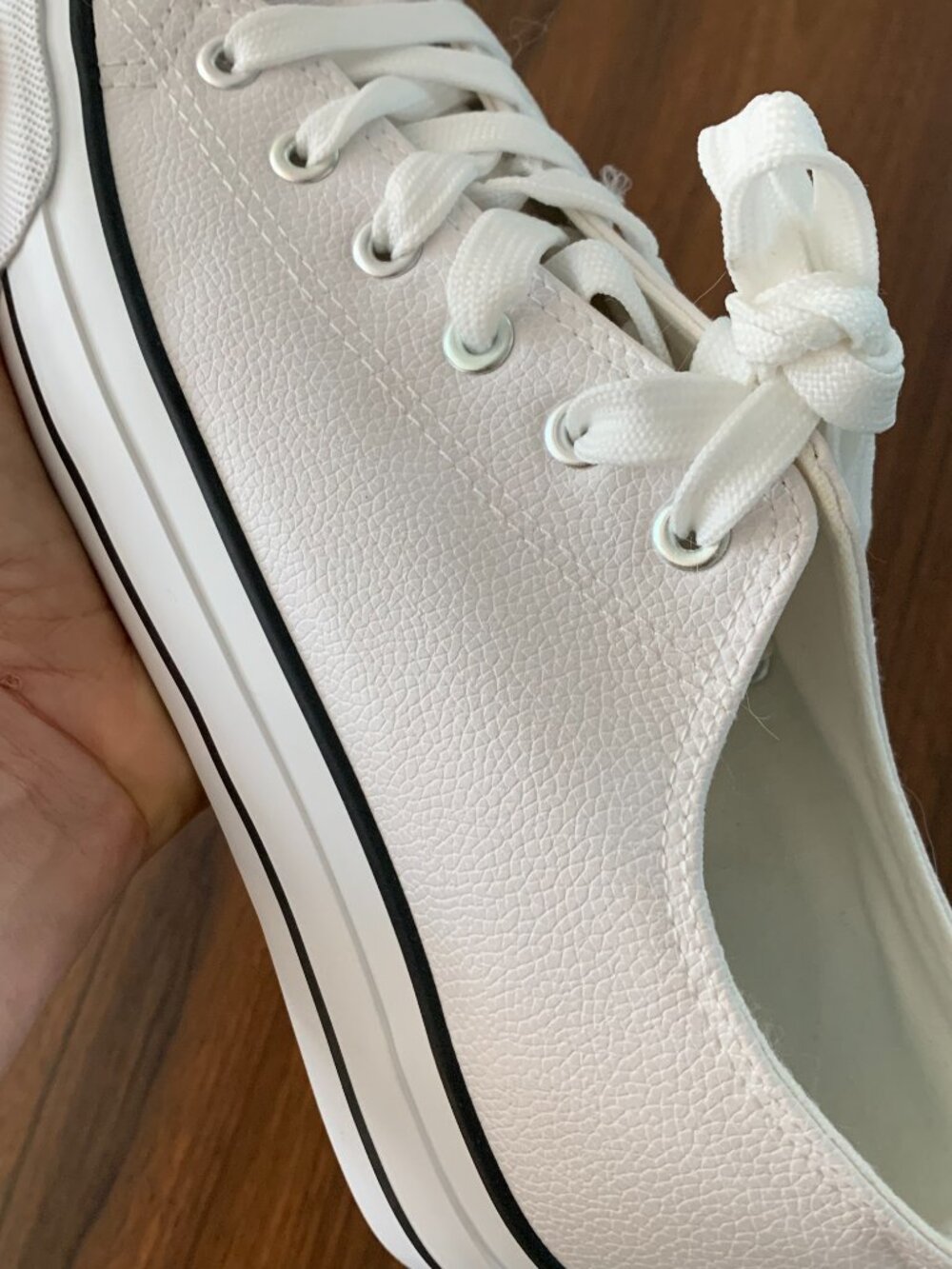 NWOB Faux Leather Converse Style Textured White Sneaker Shoes Casual 8 EU 39 - Picture 3 of 8